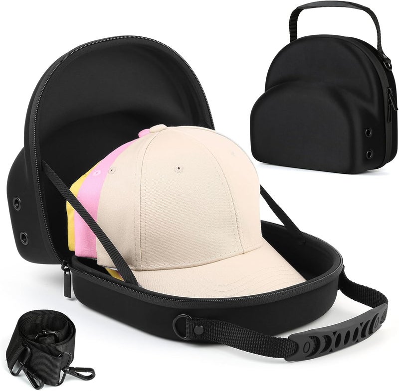 GERMUN Hard baseball hat case, Hat Carrier Travel Case with Adjustable Shoulder Strap, Hat cap case for 3 Baseball Caps - Perfect for Traveling & At-Home Storage (Black) - Image 1